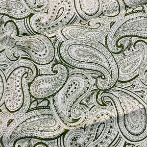 Vintage Green Paisley Fabric 44x26” Mid Century Sewing Material